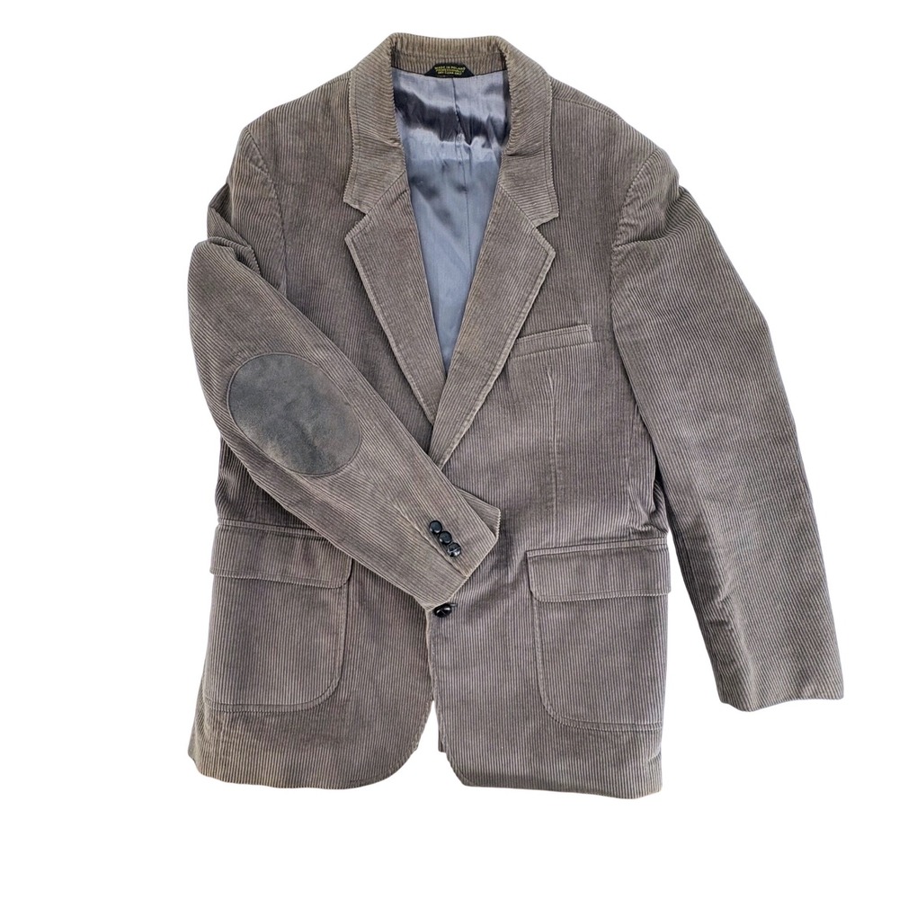 Vintage DiBenedetto Mens Corduroy Blazer 46 Long Brown Elbow Patch Dark Academia